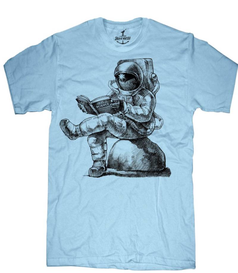 Herren Unisex T-Shirt - Astronaut Lesebuch Größen Sm Med Lg Xl Xxl von handjobdesign