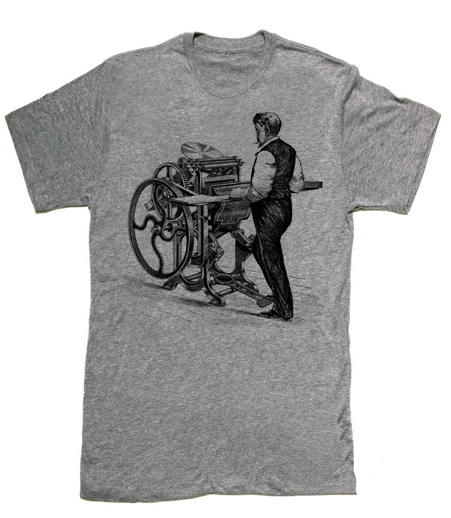 Herren Unisex T-Shirt - Vintage Druckpresse Größen Sm Med Lg Xl Xxl 3Xl, 4Xl, 5Xl von handjobdesign