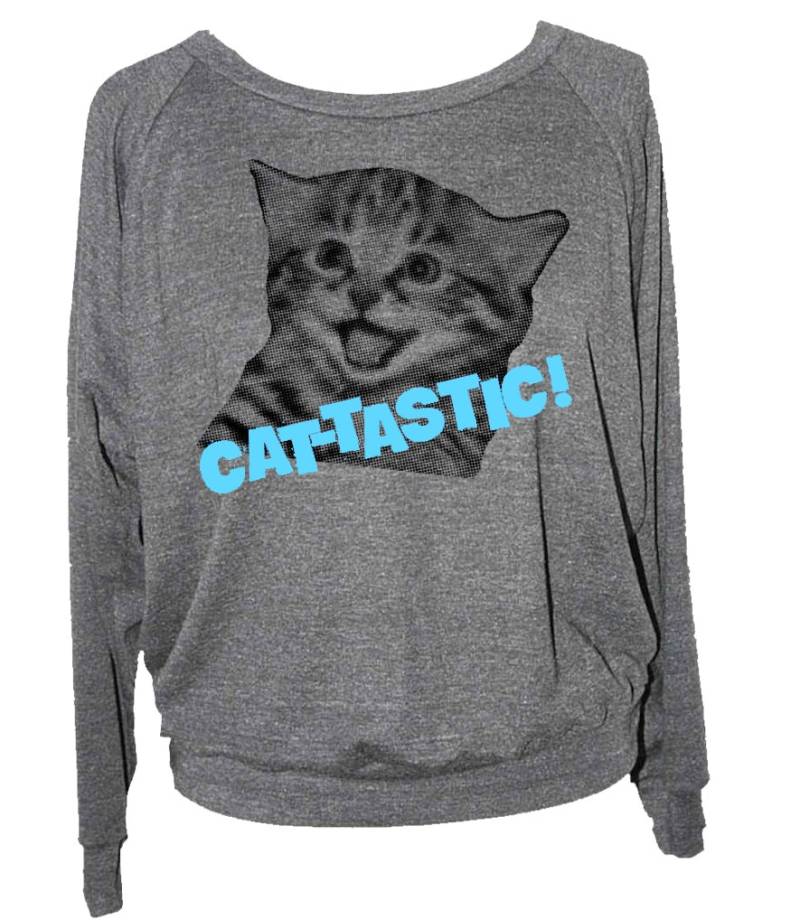 Katzenpullover - Cat Tastic Damen Raglan Pullover Shirt Sweatshirt - American Apparel S M L Skip N Whistle von handjobdesign