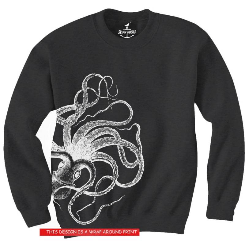 Octopus Sweatshirt Herren Unisex Pullover Sweatshirt S M L Xl Xxl Xxxl von handjobdesign