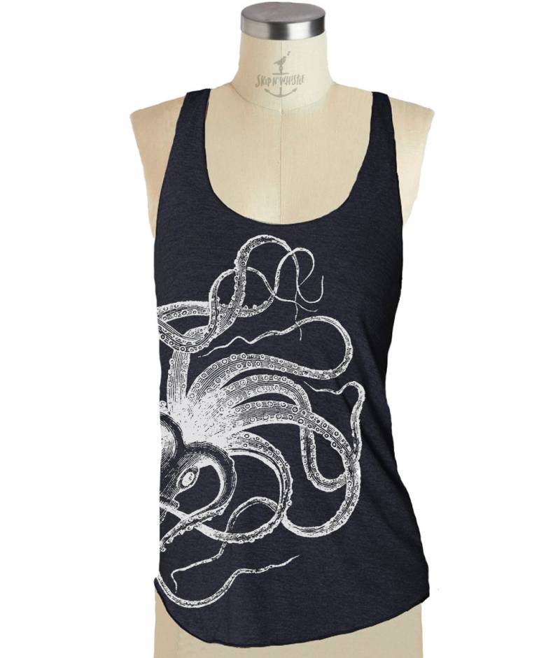 Octopus Tank Top Damen Racerback Yoga Shirt - Tri-Blend S M L | 8 Farboptionen von handjobdesign