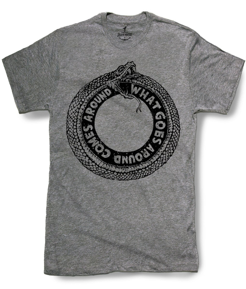 Ouroboros Schlangenshirt What Goes Around Kommt Rund Schlange Herren T-Shirt 8 Farbvarianten Größen Sm Med Lg Xl Xxl von handjobdesign