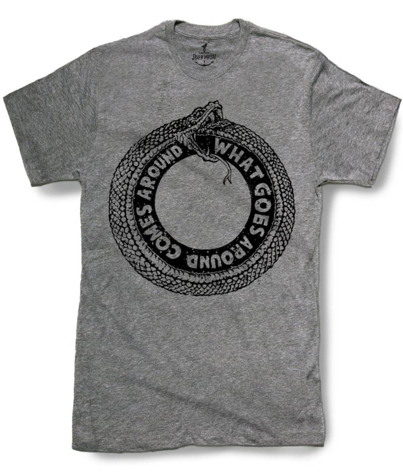 Ouroboros Schlangenshirt What Goes Around Kommt Rund Schlange Herren T-Shirt 8 Farbvarianten Größen Sm Med Lg Xl Xxl von handjobdesign
