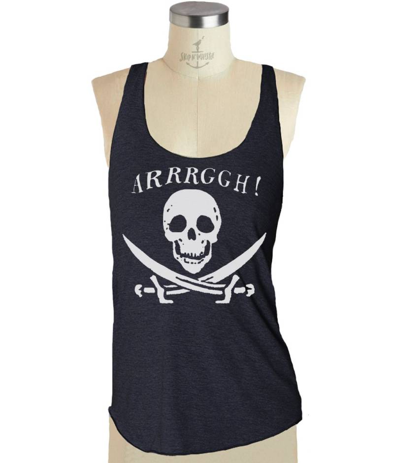 Pirate Skull Tank Top - Damen Racerback Shirt Tri-Blend S M L | 8 Farboptionen von handjobdesign