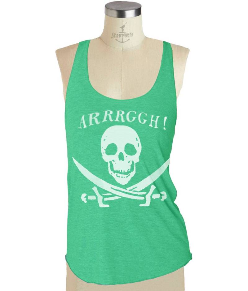 Pirate Skull Tank Top - Damen Racerback Shirt Tri-Blend S M L | 8 Farboptionen von handjobdesign