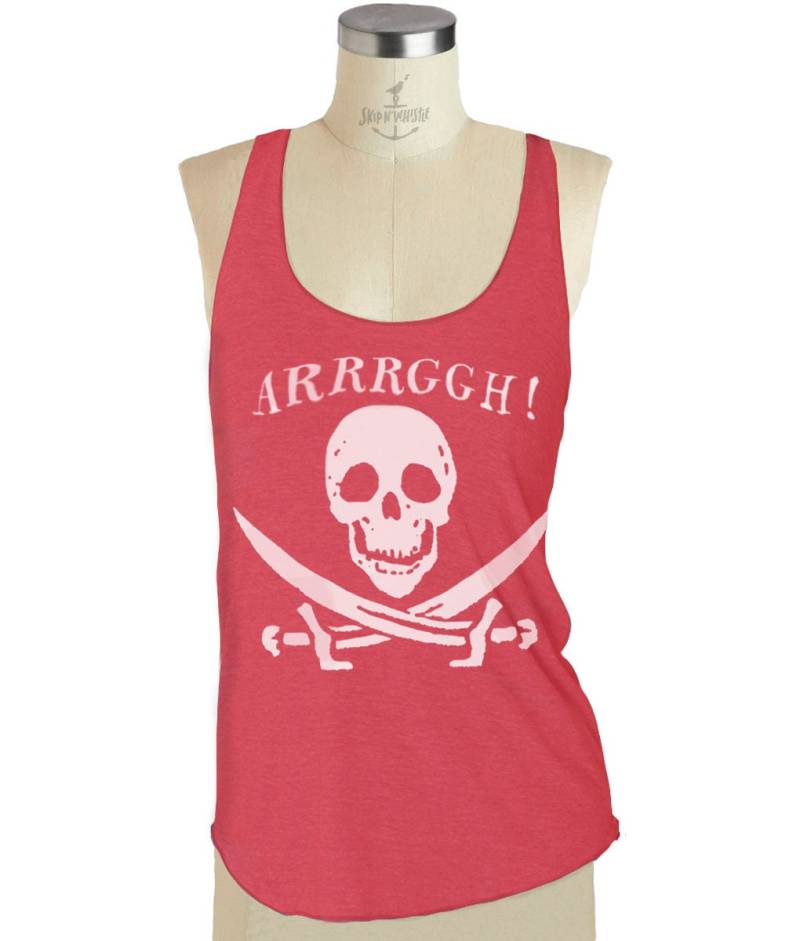 Pirate Skull Tank Top - Damen Racerback Shirt Tri-Blend S M L | 8 Farboptionen von handjobdesign