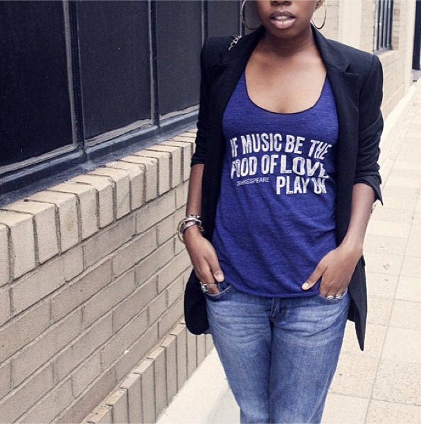 Shakespeare Music Quote - Tank Top Damen Tri-Blend S M Lg | 8 Farboptionen Skip N Whistle von handjobdesign