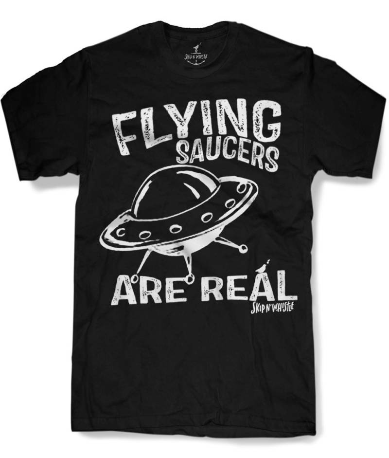 Ufo Flying Saucers Herren T-Shirt 8 Farbvarianten Größen Sm Med Lg Xl Xxl Skip N Whistle von handjobdesign
