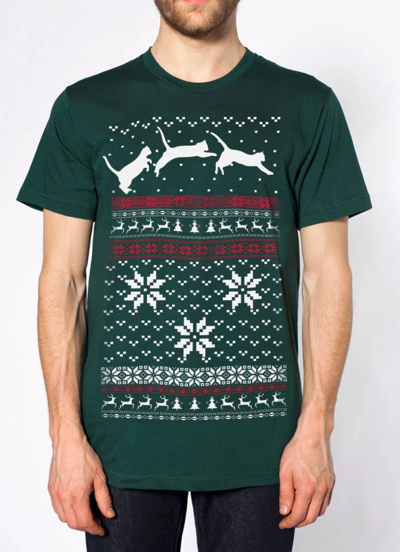 Ugly Christmas Pullover T-Shirt Cats Jumping Herren Unisex Größen Sm Med Lg Xl Xxl von handjobdesign