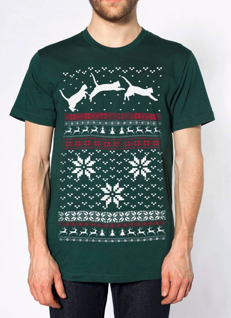 Ugly Christmas Pullover T-Shirt Herren Unisex - Cats Jumping Größen Sm Med Lg Xl Xxl von handjobdesign