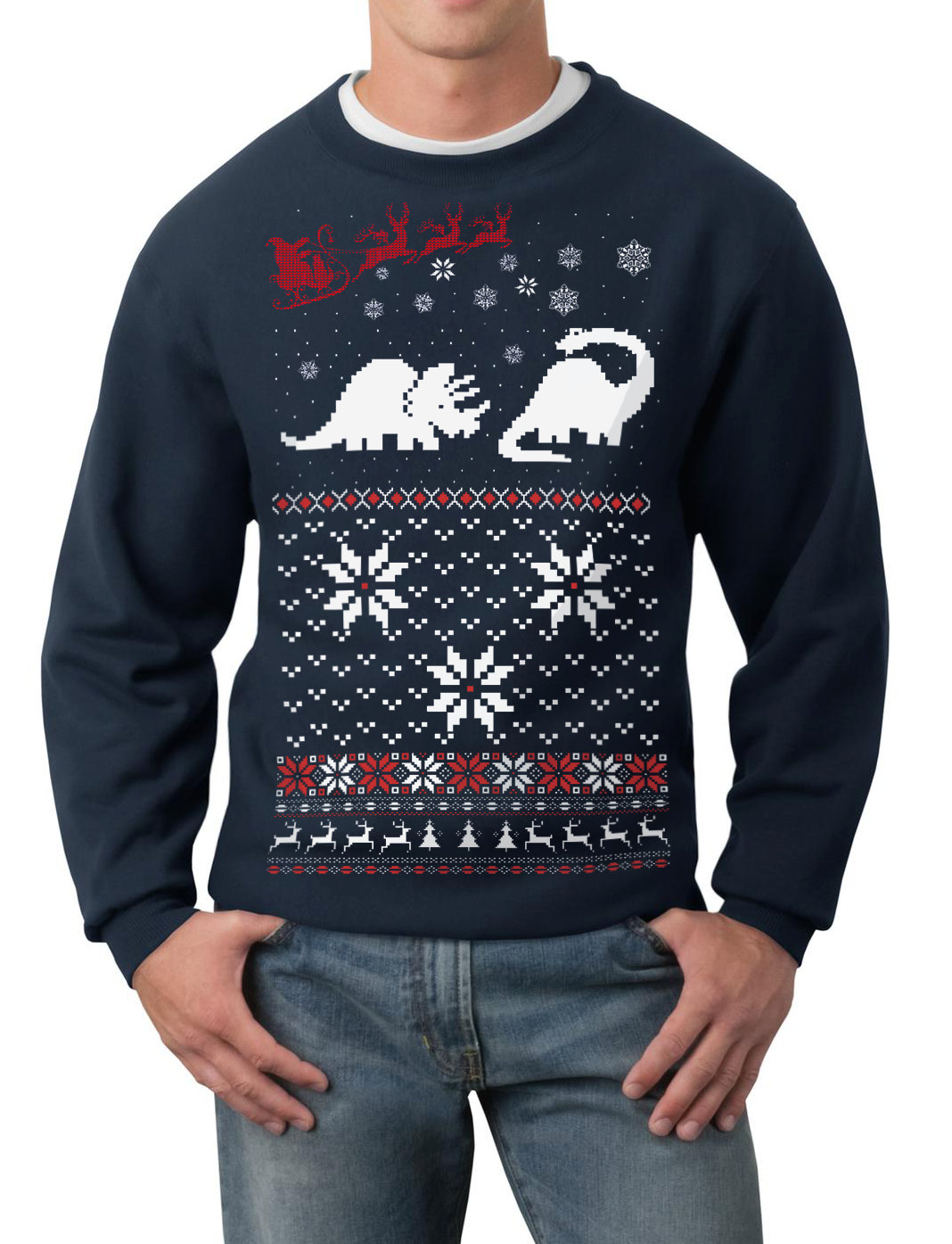 Ugly Christmas Pullover Weihnachtsmann Dinosaurier Sweatshirt Sm, Med, Lg, Xl, Xxl, Xxxl Herren Damen Unisex Tacky Farboptionen von handjobdesign