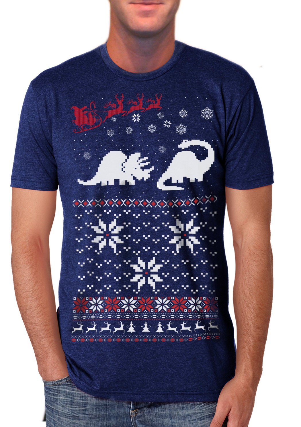 Ugly Christmas Sweater T-Shirt Dinosaurier Pullover Herren Unisex Größen Sm Med Lg Xl Xxl von handjobdesign