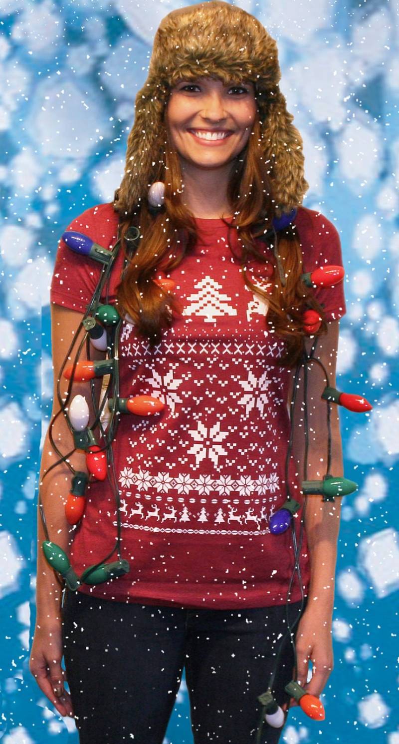 Ugly Christmas Sweater T-Shirt Hirsch Im Schnee Damen S M L Xl Xxl | 2 Farben von handjobdesign