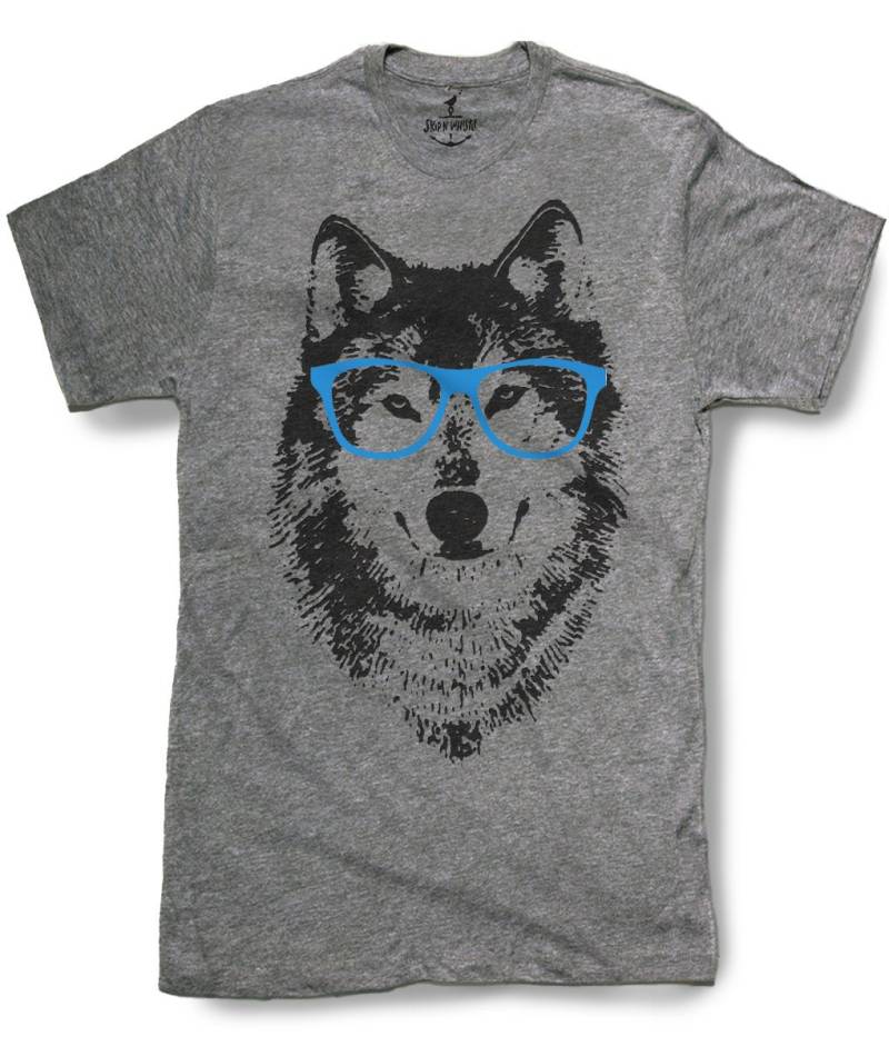 Wolf T Shirt Herren T-Shirt Vintage Style 8 Farbvarianten Größen Sm Med Lg Xl Xxl Skip N Whistle von handjobdesign