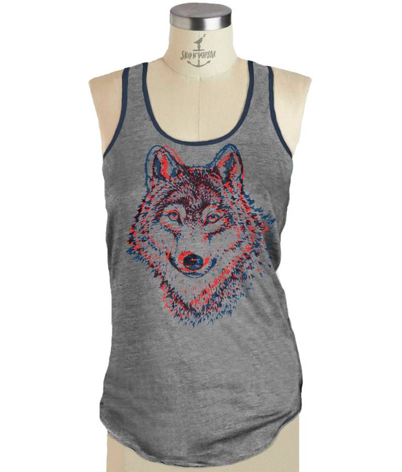 Wolf Tank Top Racerback Damen Tank Workout T-Shirt Ringer Yoga S M L Xl von handjobdesign