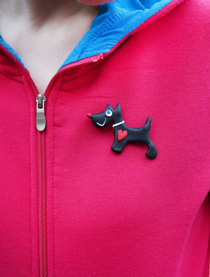 Handgemachte Brosche Hund, Handgemachter Anima Pin, Tier Scottie Hunde Brosche, Scottish Terrier von handmadeBYvikina