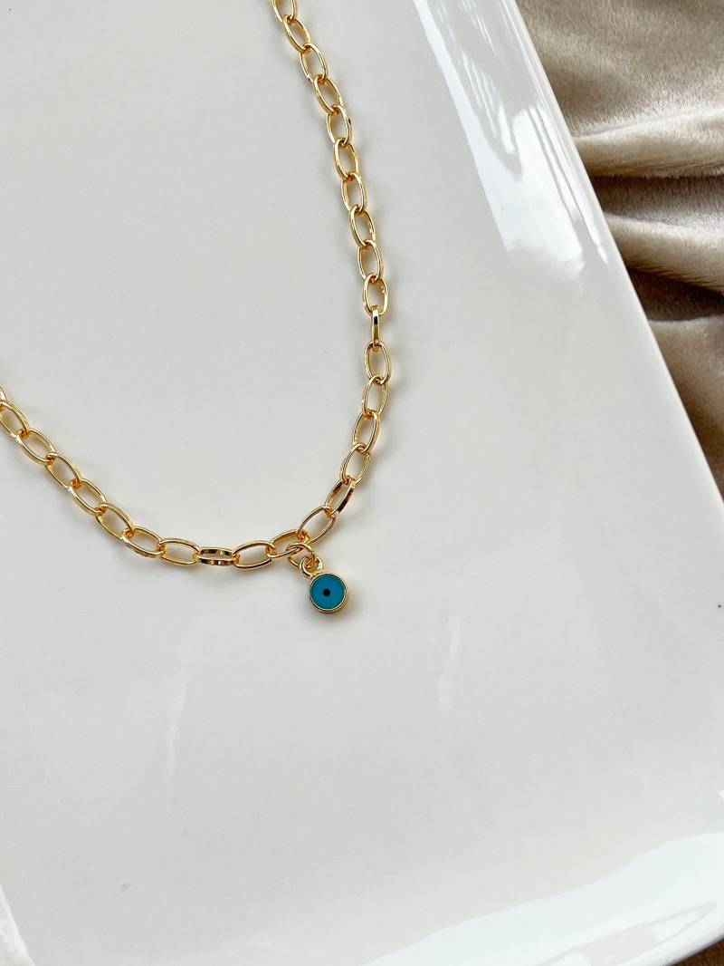 Hj Gliederhalskette Mit Nazar Charm Hj Gliederhalskette Mit Nazar Charm von handmadeJewelleery