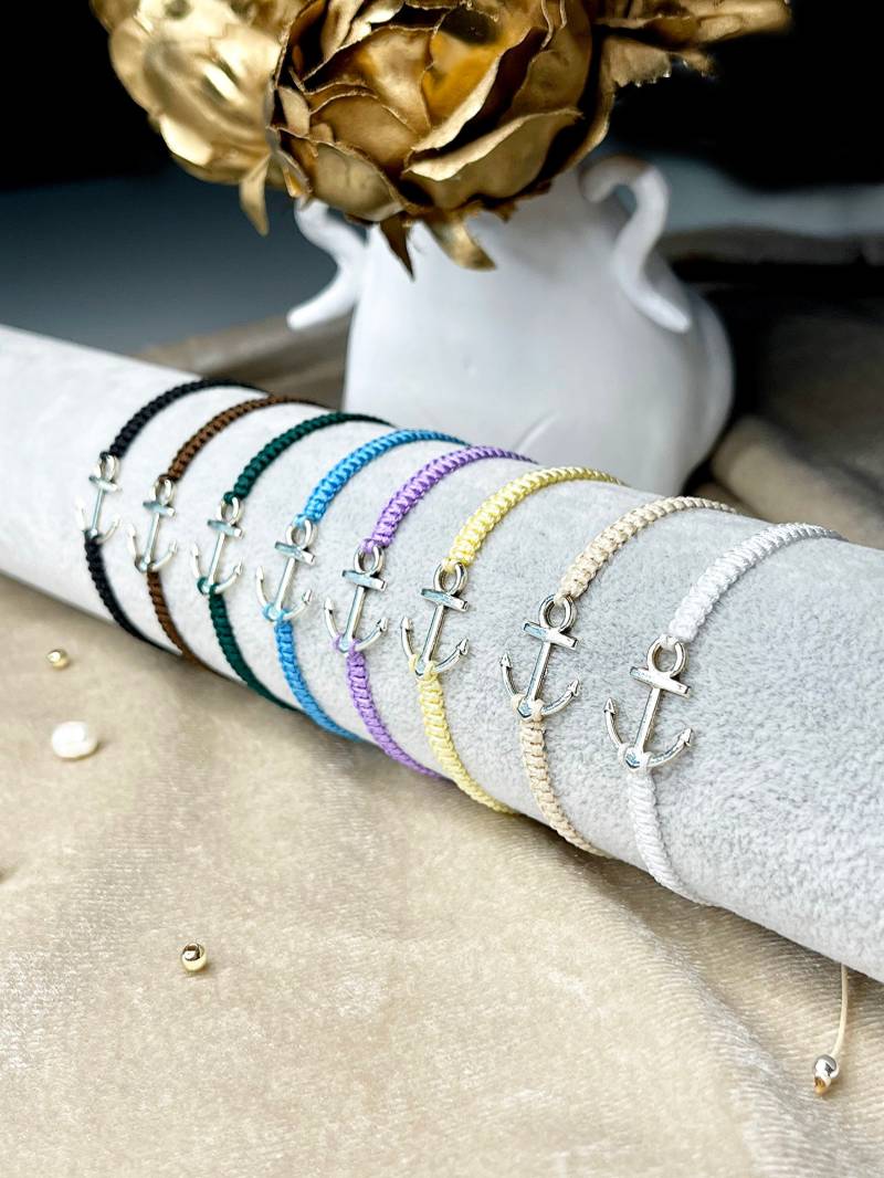 Makramee Armband Mit Anker Charm von handmadeJewelleery