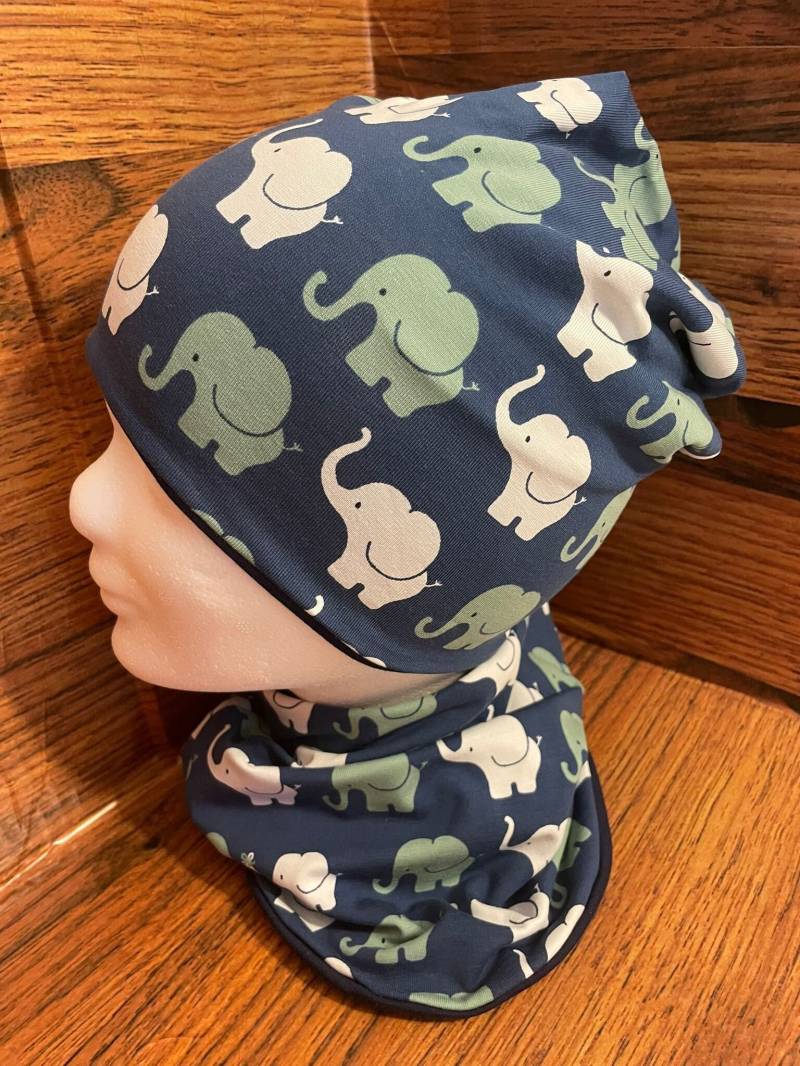Mütze Und Loop Elefanten Set Herbst Blau Elefantenparade Kindermütze Mütze Und Loop Elefanten Set Herbst Blau Elefantenparade Kindermütze von handmadebyAngelikaZ