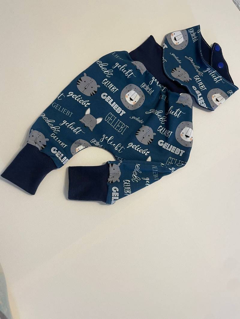 Pumphose 56, 62, 68, 74 Und Dreieckstuch Geliebt Set Tiere Kleidungsset Babyset Erstlingsset Newborn von handmadebyAngelikaZ