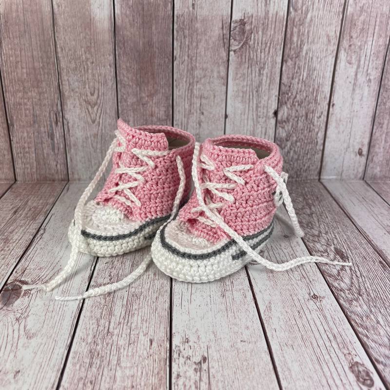 Babyschuhe Gehäkelt Babysneaker Strickschuhe Baby Babyturnschuhe Rosa von handmadebyhe84