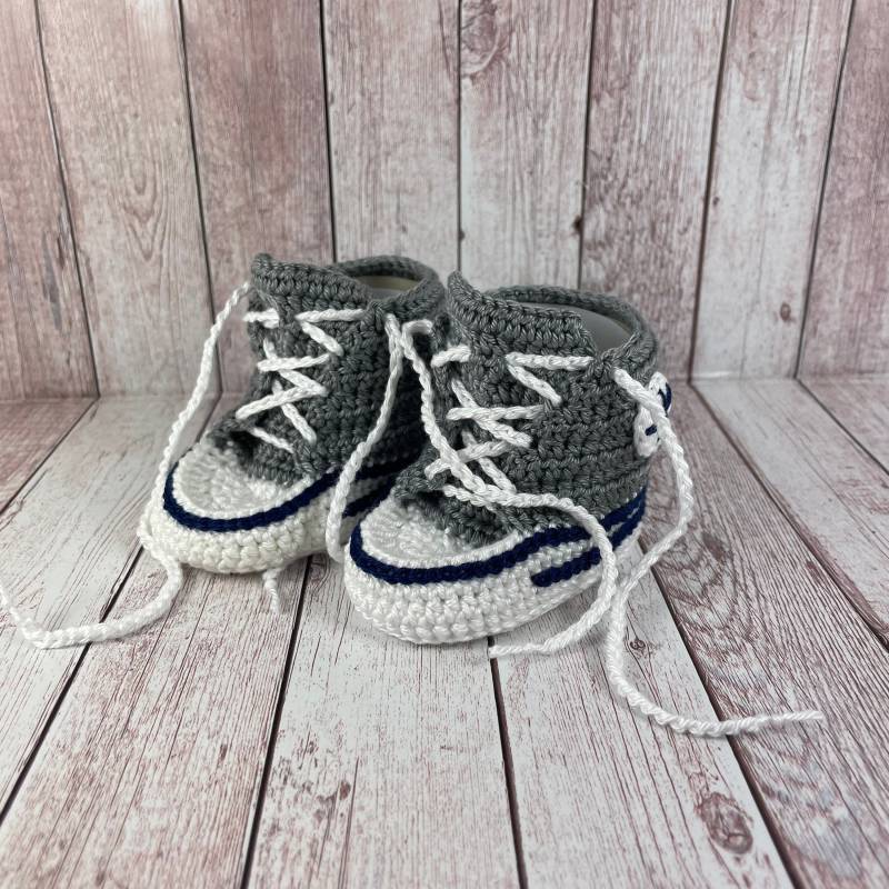 Babyschuhe Gehäkelt Babyturnschuhe Grau von handmadebyhe84