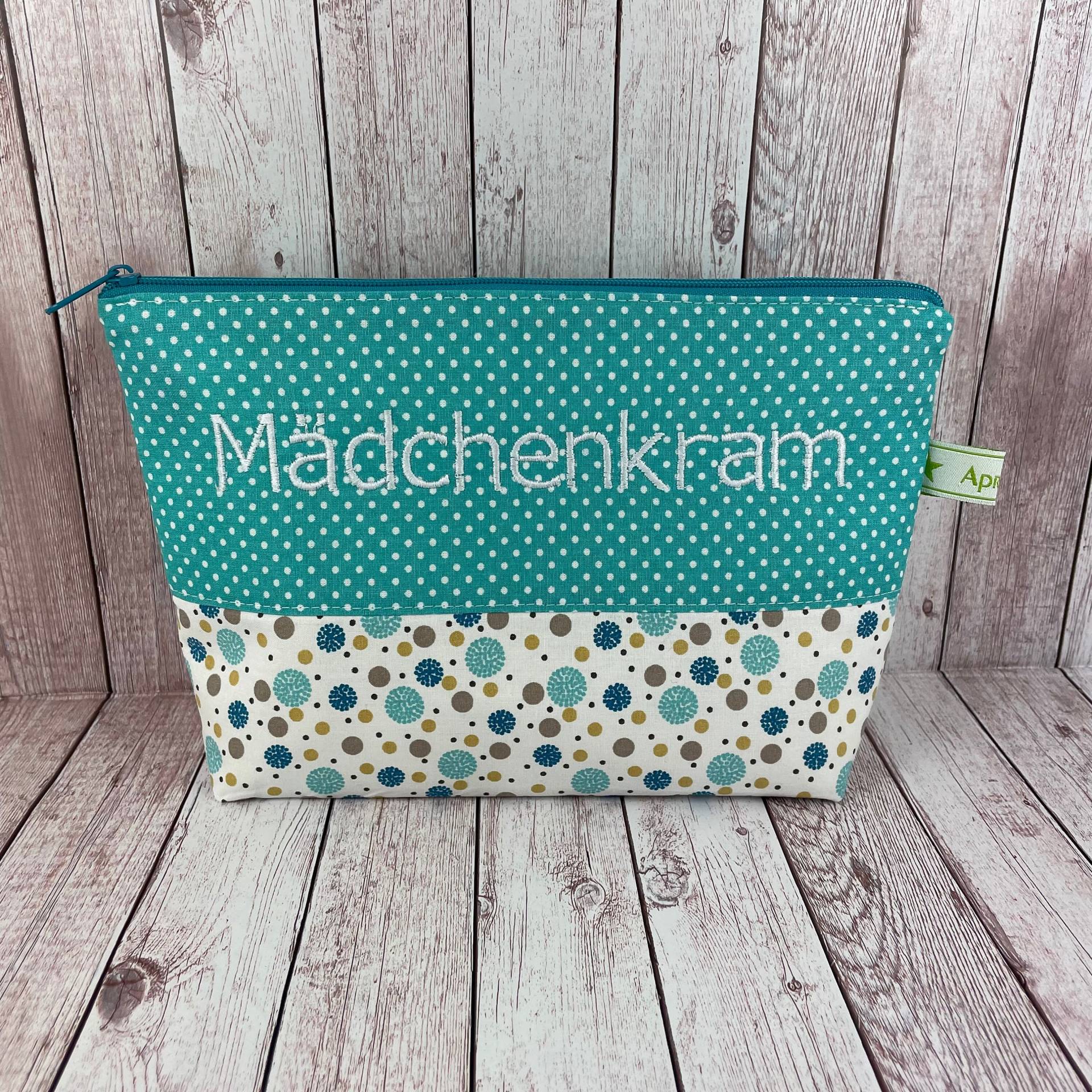 Kosmetiktasche, Kulturtasche Mädchen, Kulturbeutel Kinder, Mädchenkram Tasche, Personalisiert, Waschbeutel Geschenk, Türkis von handmadebyhe84