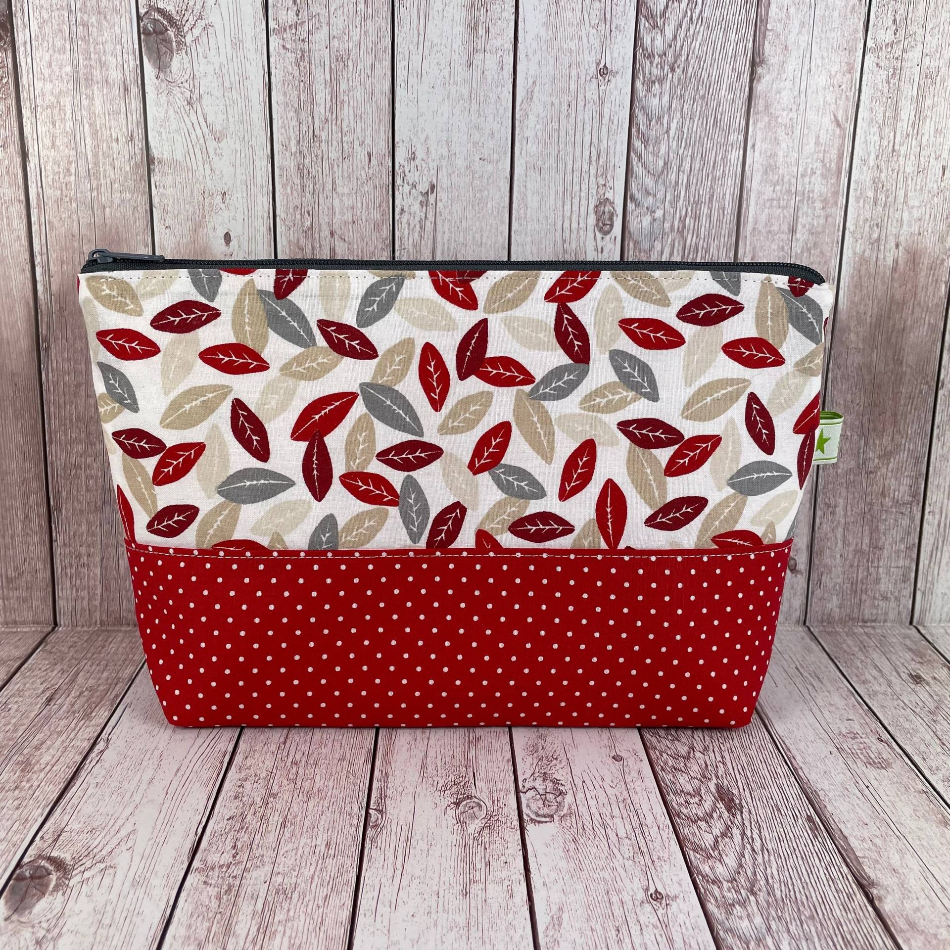 Kosmetiktasche Rot Grau, Kulturtasche Mädchen, Kulturbeutel Klein, Mädchenkram Tasche Personalisiert, Waschbeutel Mädchen Geschenk von handmadebyhe84