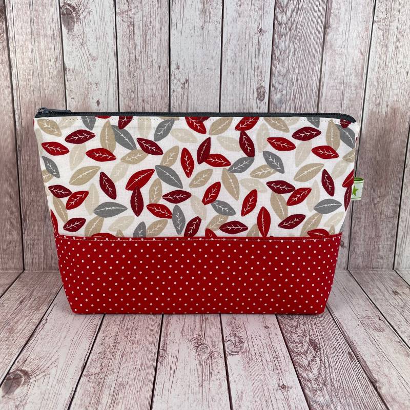 Kosmetiktasche Rot Grau, Kulturtasche Mädchen, Kulturbeutel Klein, Mädchenkram Tasche Personalisiert, Waschbeutel Mädchen Geschenk von handmadebyhe84