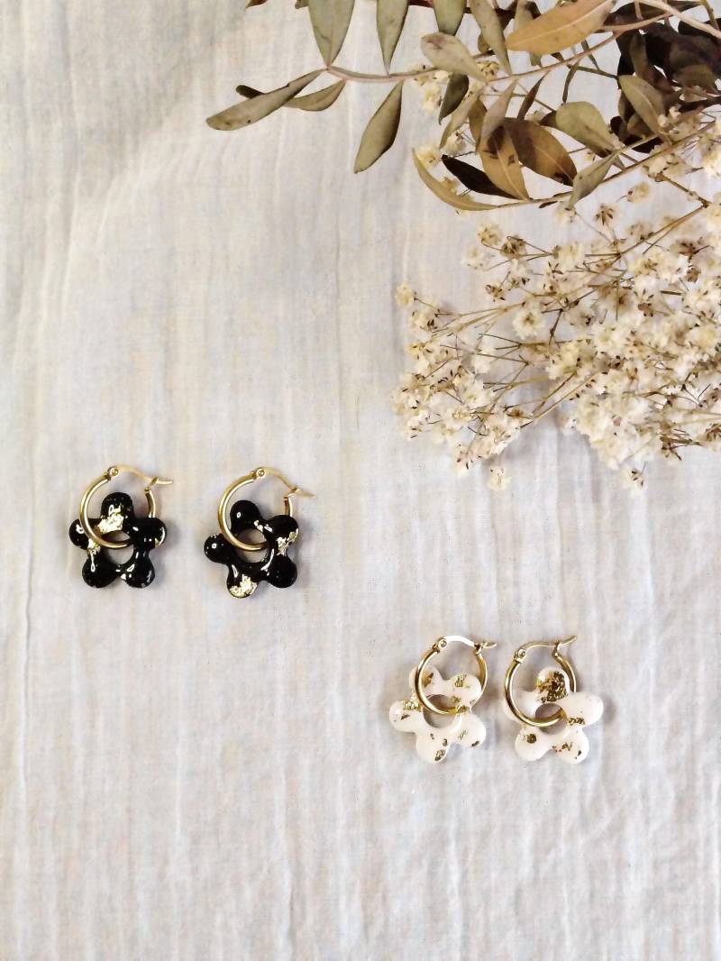 Blumenohrringe - Austauschbare Creolen Aus Edelstahl Ohrhänger Partyohrringe von handmadebymarinette