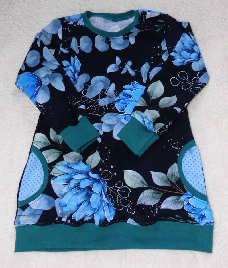 Einzigartige Tunika Longtunika Mit Taschen Blumen Blumenmuster Einzelstück von handmadeshopNP