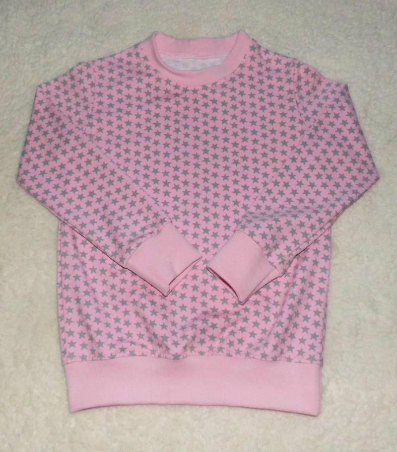Pulli Pullover Langarmshirt Sternchen Rosa - Grau Gr. 74 122 von handmadeshopNP