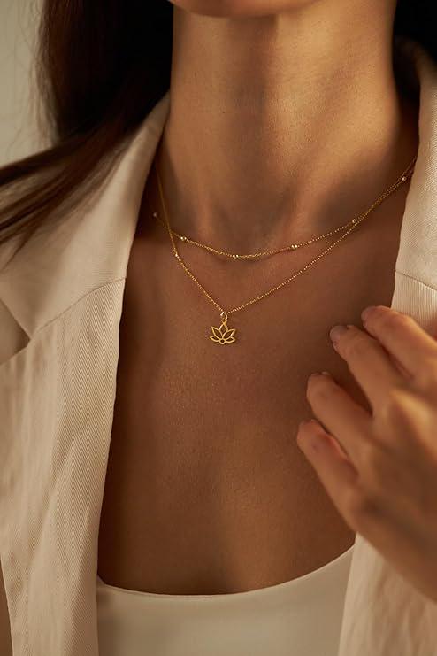 Halskette Mit Lotus Anhänger I 925 Sterling Silber 18K Vergoldeter Echtschmuck Zirkonia Steine Antiallergen & Nickelfrei Silberkette von handmadeunique1