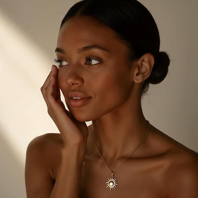 Halskette Mit Sonnen Anhänger I 925 Sterling Silber /14K Gold/ 14K Roségold Vergoldet Silberkette Desert Sun Antiallergen & Nickelfrei von handmadeunique1