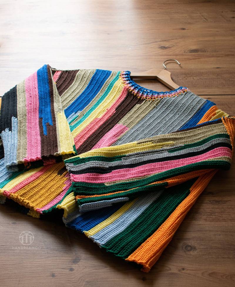 Regenbogen Pullover, Handgestrickter Damen Handgefertigter Häkelpullover, Bunter Baumwollpullover von HANDREAMCO