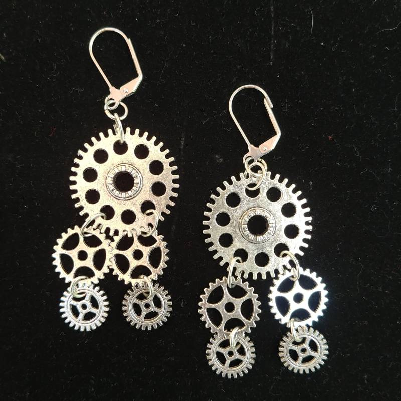 Ohrringe Steampunk Handgemacht. Uhrenteil Räder Und Zahnräder, Recycle Vintage Mode Trachtenschmuck Geringes Gewicht. Kostenloser Versand Möglich von handsoftimebyjudith