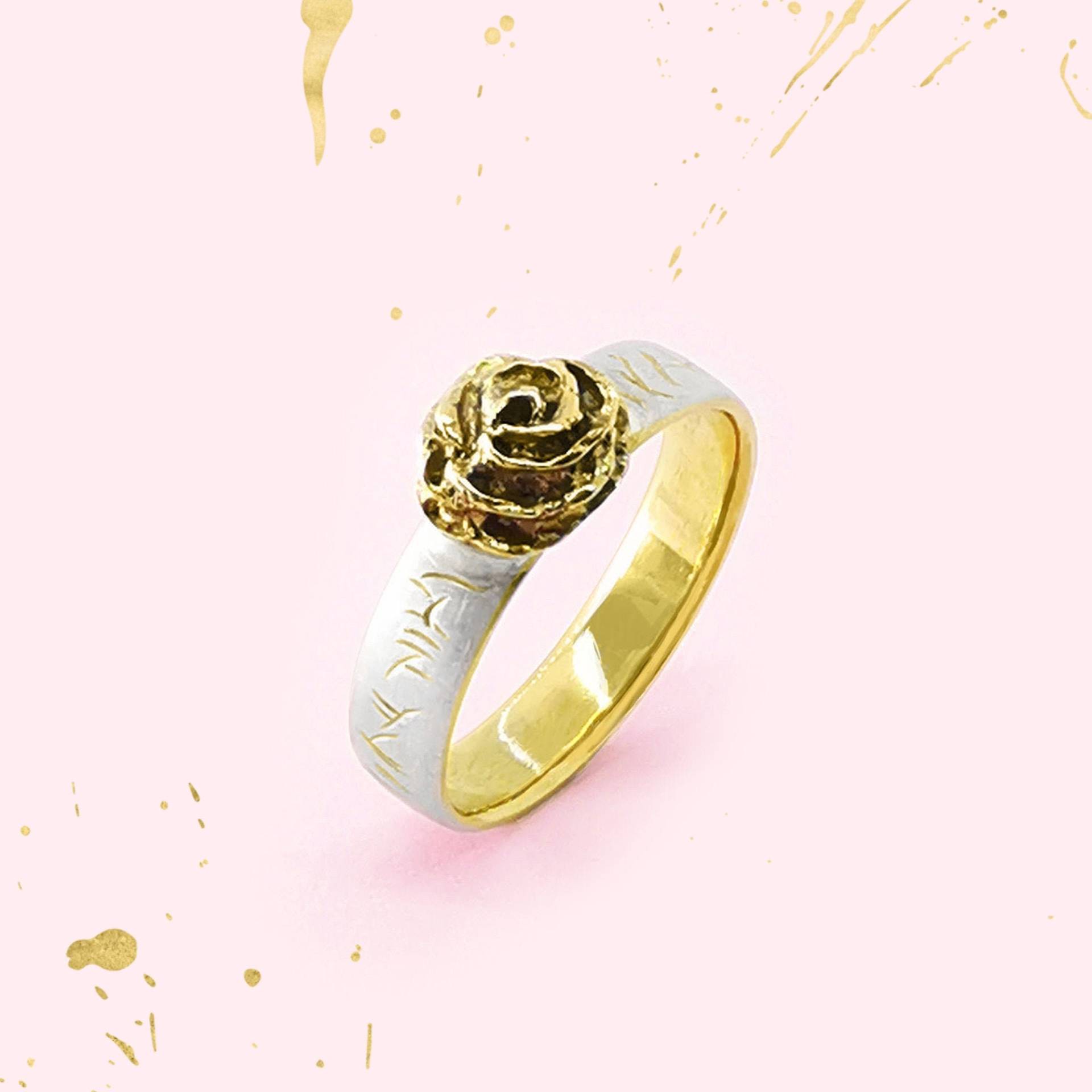 Handvollendet Rose Ornament Gold Silver - Ring Handvollendet Rose Ornament Gold Silver - Ring von handvollendet