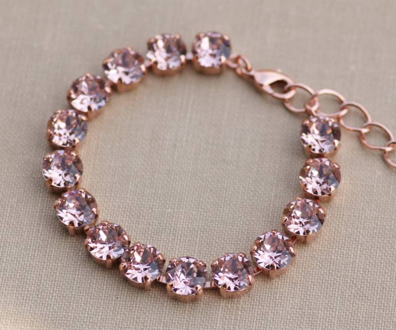 Swarovski Rose Gold Strass Tennis Armband, Blush Französisch Gold, Pastell, Brautjungfern, Hochzeiten, Brautschmuck, Schmuck, Geschenk, Einzigartig von hangingbyathread1