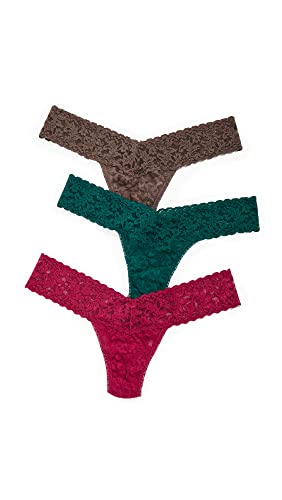 Hanky Panky 3-Pack Print Box Low Row Rise Thong Cranberry/Cappuccino/Ivory One Size von hanky panky