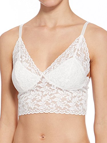 hanky panky Longline - Bralette im Retro-Stil, Bustier Damen aus Stretch-Spitze Signature Lace, Lingerie Damenwäsche Zero Feel, BH Ohne Bügel, Color Marshmallow - Size S von hanky panky