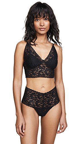 hanky panky Longline - Bralette im Retro-Stil, Bustier Damen aus Stretch-Spitze Signature Lace, Lingerie Damenwäsche Zero Feel, BH Ohne Bügel, Color Schwarz - Size M von hanky panky