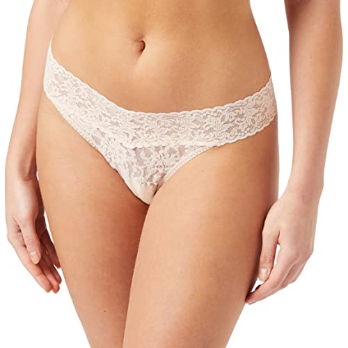 hanky panky Original Rise Thong - Tanga, Unterwäschen Damen Baumwolle Normalschnitt, Lingerie Slip Damen aus Stretch-Spitze, Unterhosen Signature Lace, Color Vanilla - One Size von hanky panky