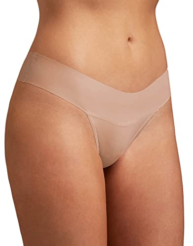 hanky panky Tanga EVE - Thong Unterwäschen Damen Baumwolle Normalschnitt, Lingerie Slip Damen aus Stretch-Spitze Signature Lace, Color Taupe - Size L von hanky panky