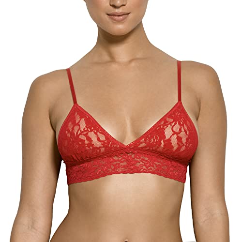 hanky panky Triangle Bralette - Bustier Damen, Dreieck-Bralette aus Stretch-Spitze Signature Lace, Lingerie Damenwäsche Zero Feel, BH Ohne Bügel, Color Rot - Size L von hanky panky