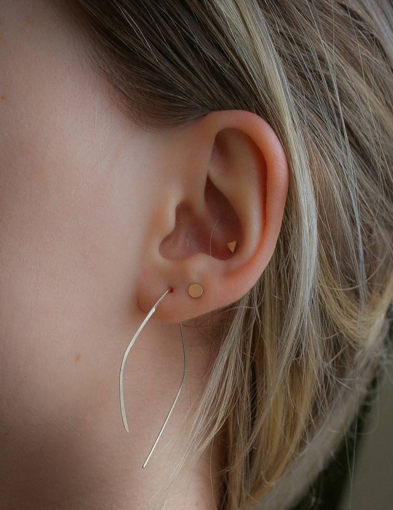 Teardrop Threader Creolen in 14K Gold Fill, Rosegold Filled Oder Sterling Silber, Offene Creolen, Threadable Hammered, Reg Mini von hannahnaomi