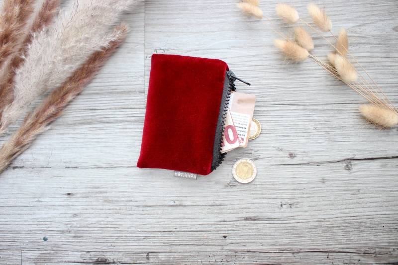 Dunkel Rot Samt Kleines Portemonnaie - Hannisch von hannisch