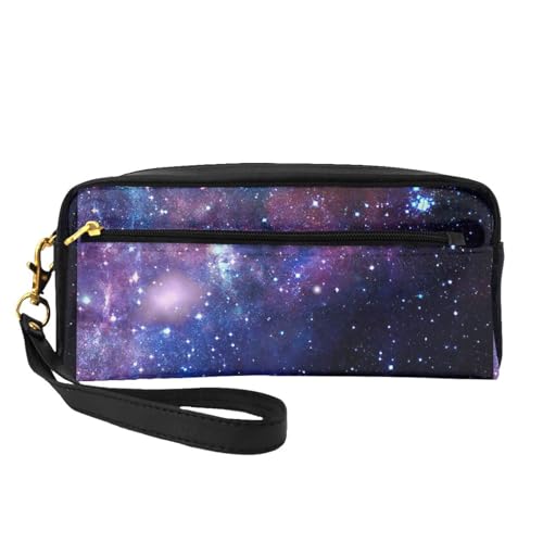 hansgo Federmäppchen mit Galaxie-Aufdruck, Leder, Stifteetui, Reißverschluss, weich, für Schreibwaren, Make-up, Kosmetiktasche, Blau und Violett, Einfarbig, Einheitsgröße, Taschen-Organizer von hansgo