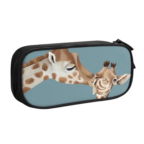 hansgo Federmäppchen mit Giraffe und kleiner Giraffe, mehrere Schlitze, tragbar, doppellagig, Make-up-Tasche, großes Fassungsvermögen, Kosmetiktasche mit Reißverschluss, Einfarbig, Einheitsgröße, von hansgo