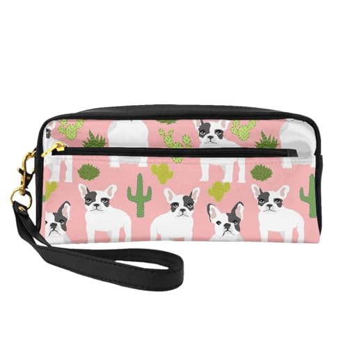 hansgo Federmäppchen mit Kaktus- und Hunde-Aufdruck, Leder, Stifteetui, Reißverschluss, weiche Schreibwaren-Tasche, Make-up-Kosmetiktasche, Einfarbig, Einheitsgröße, Taschen-Organizer von hansgo