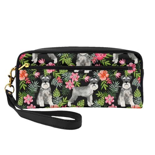 hansgo Federmäppchen mit Schnauzer-Aufdruck, Leder-Federmäppchen, Reißverschluss, weich, für Schreibwaren, Make-up, Kosmetiktasche, Einfarbig, Einheitsgröße, Taschen-Organizer von hansgo